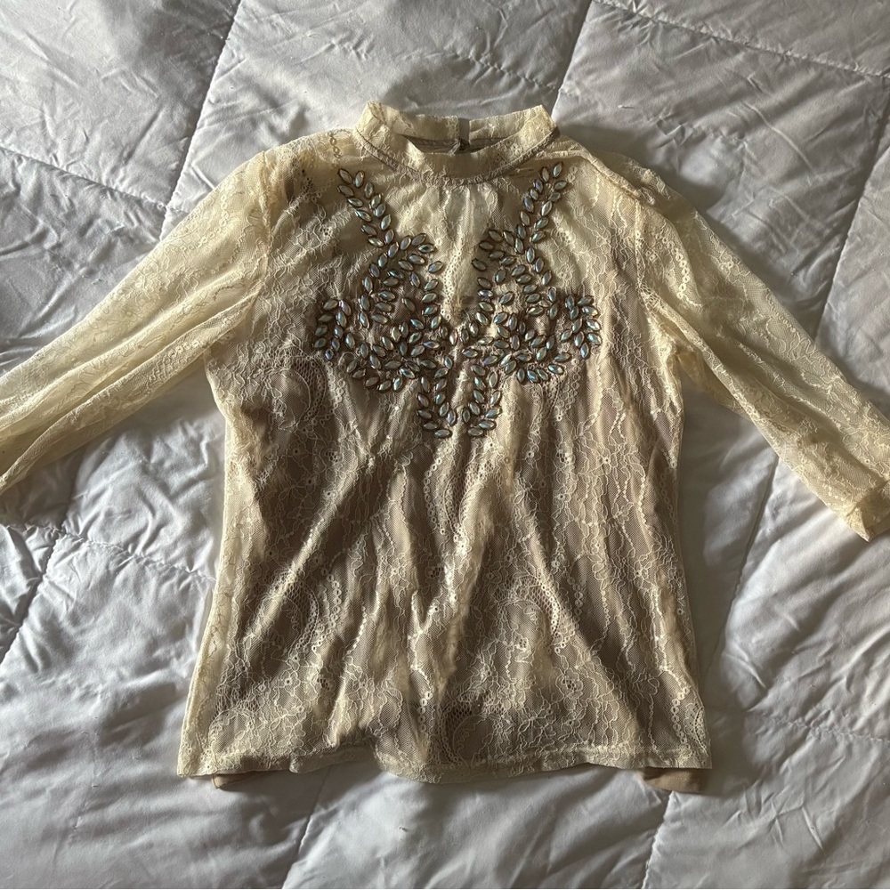 Elegant Cream Lace Women's Top